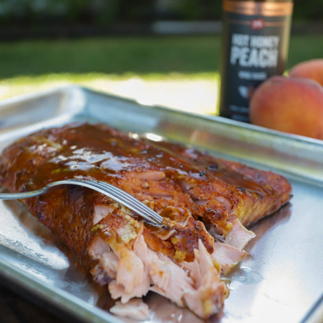 Hot Honey Peach Glazed Salmon