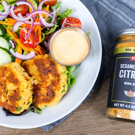 Smoked Sesame Chili Citrus Salmon Cakes