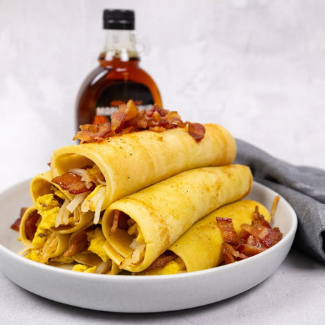 Chicken & Waffle Bacon Crepe Rolls