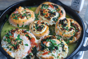 cream cheese, spinach, and salmon pinwheels recipe by PS Seasoning