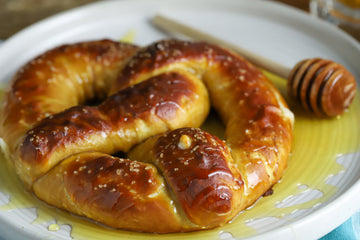 Buzzed Stuffed Hot Honey Ham and Cheese Pretzel