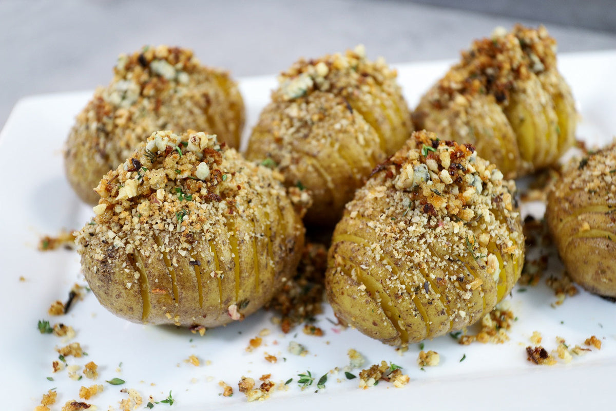 Hazelnut & Bleu Cheese Stuffed Hasselback Potatoes | PS Seasoning