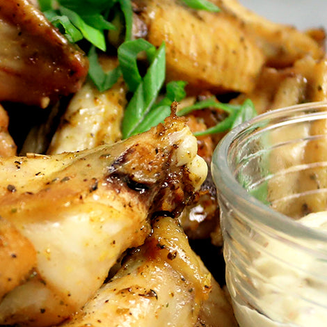 Grilled Honey Ale Wings with Truffle Mustard