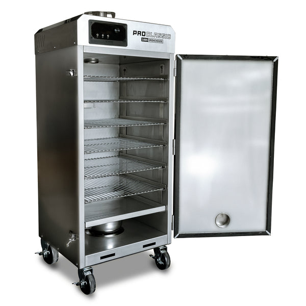 Pro Classic 100 S electric smoker - PS Seasoning pro smoker open door with six racks inside