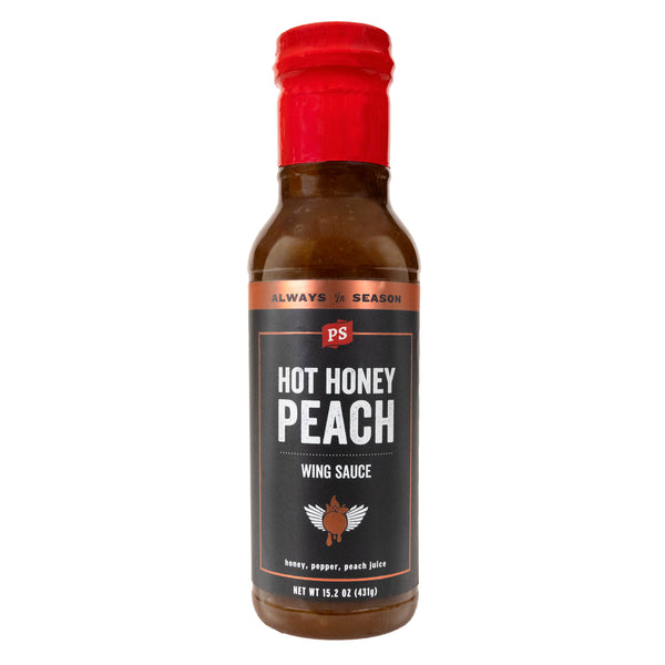 Hot Honey Peach BBQ sauce - sweet and spicy wing sauce