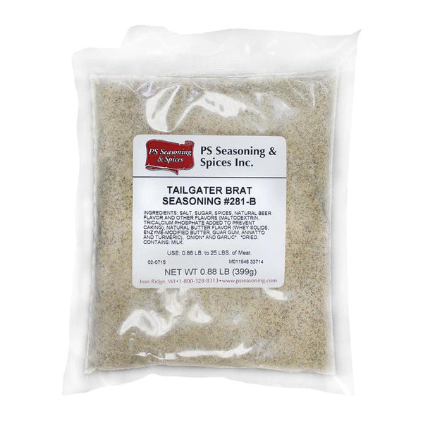 Packaged Tailgater Bratwurst Seasoning that is ready to be shipped and delivered.
