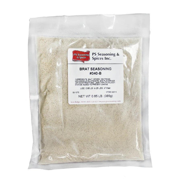 Packaged Bratwurst Seasoning ready to be shipped and delivered. Attached is all the ingredients that go into making this product.