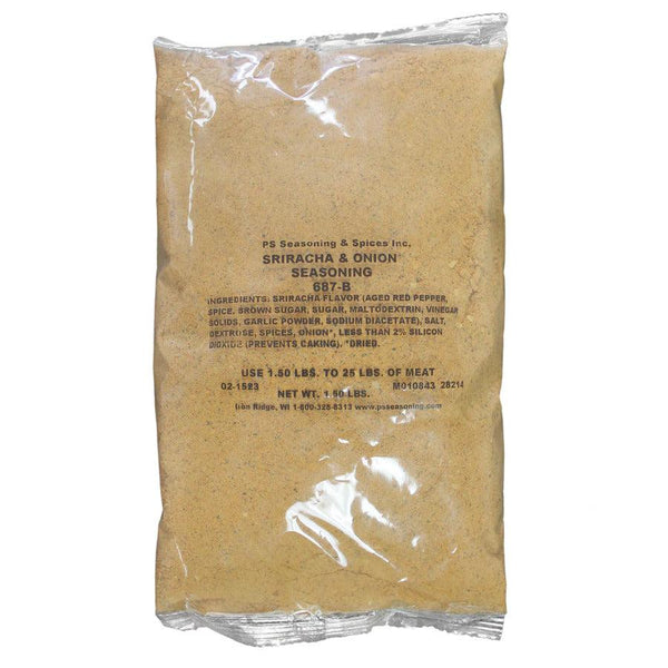 Packaged Sriracha & Onion Bratwurst Seasoning ready to be shipped and delivered.