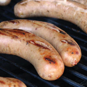 Brats made with PS Seasoning's Blue Ribbon Bratwurst Seasoning.