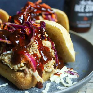 Pulled pork with Hot Honey Bee Sting - Chipotle BBQ Sauce