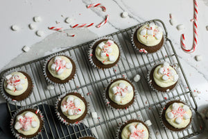 Hot Chocolate Cupcakes with Peppermint Buttercream