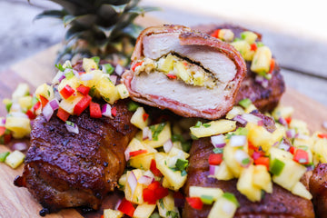 Pineapple Salsa Stuffed Pork Chops