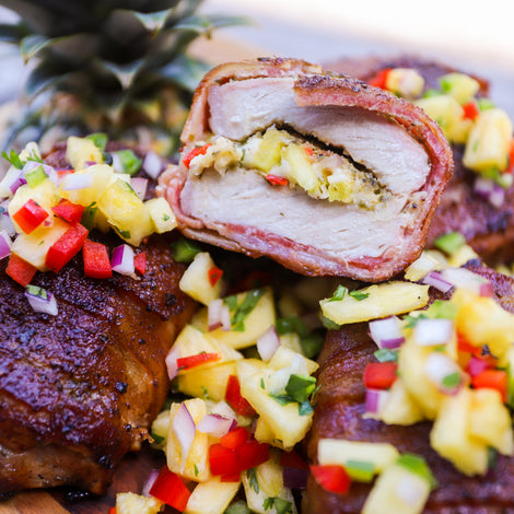 Pineapple Salsa Stuffed Pork Chops