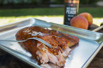 Hot Honey Peach Glazed Salmon