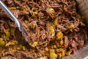 shredded beef with olives