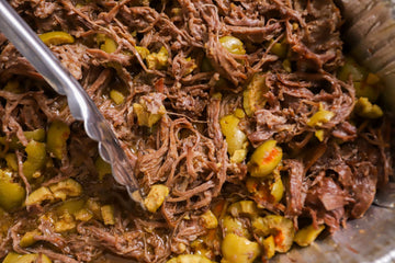 shredded beef with olives