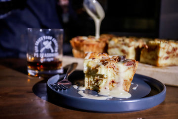 Smoked Bourbon Bacon Bread Pudding