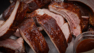 No wrap baby back ribs with a beautiful bark and BBQ sauce glaze
