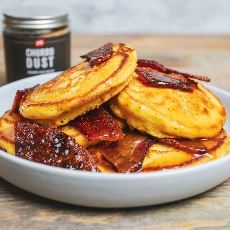 Cornbread Fritters with Candied Bacon