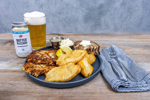 beer battered bluegill recipe, Butter Blizzard fish fry, crispy fried bluegill, PS Seasoning fish recipe, garlic butter beer batter, spicy dill tartar sauce, homemade fish fry dinner