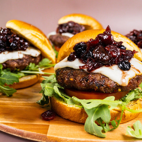 Venison Burger with Cherry Chutney