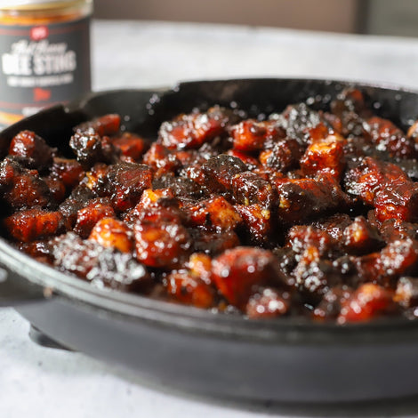 Hot Honey Pork Belly Burnt Ends