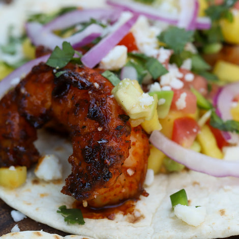 Blackened shrimp tacos recipe close up