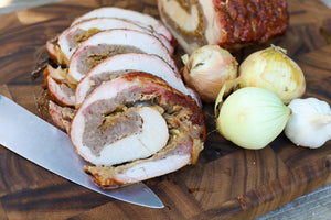 Brat Stuffed Pork Loin