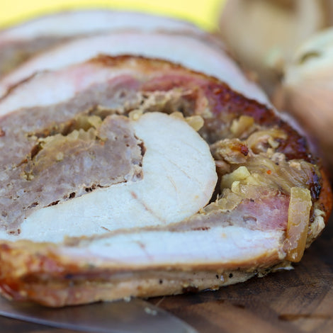 Brat Stuffed Pork Loin