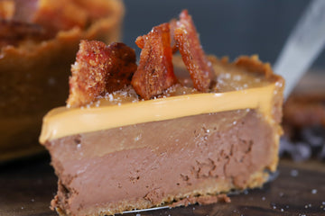 Salted Caramel and Chocolate Cheesecake with Candied Bacon