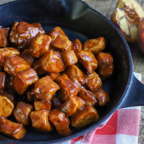 Peach Whiskey Pork Nuggets