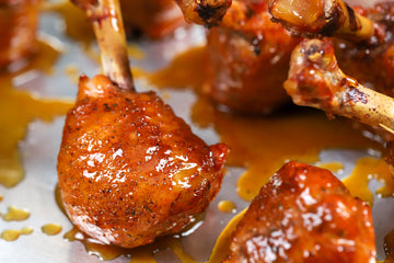 Caramel Apple Cider Chicken Lollipops