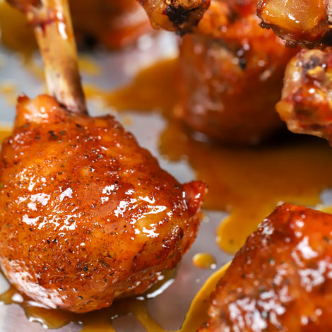 Caramel Apple Cider Chicken Lollipops