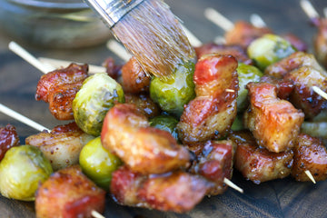 Pork Belly Brussel Skewers