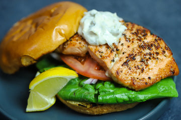 Citrus Salmon Burger w/ Tarragon Aioli