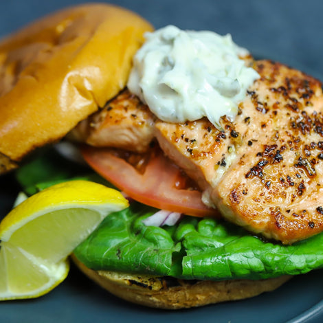 Citrus Salmon Burger w/ Tarragon Aioli