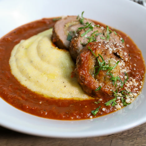 Beef Braciole with Polenta