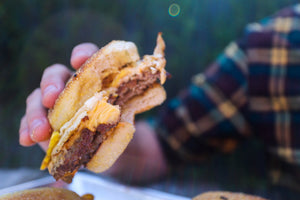 Breakfast Chicken and Waffles Smash Burger