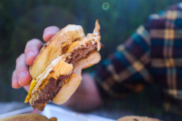 Breakfast Chicken and Waffles Smash Burger