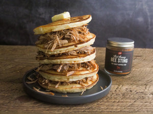 Bee sting pulled pork and pancakes recipe