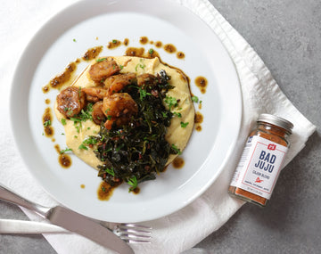 Cajun Shrimp with Creamy Polenta & Collard Greens