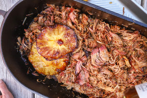 Hawaiian pulled pork with pineapple in a pot