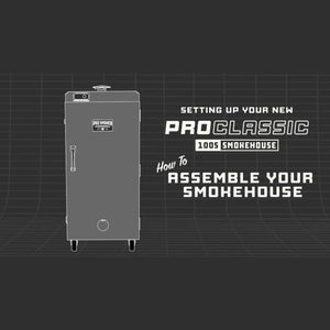 Pro Smoker Pro Classic 100 S electric vertical smoker assembly video screenshot showing setup steps