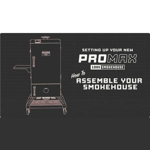 Pro Smoker Pro Max 100 S electric vertical smoker assembly video screenshot showing setup steps