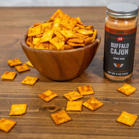 Smoked Cheez Its with PS Buffalo Cajun Wing Rub
