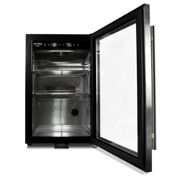 Clean stainless steel interior of a Reserve dry aging cabinet