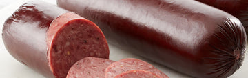 fibrous sausage casing on a salami sausage