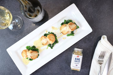 Seared Scallops with Black Garlic Cream Sauce