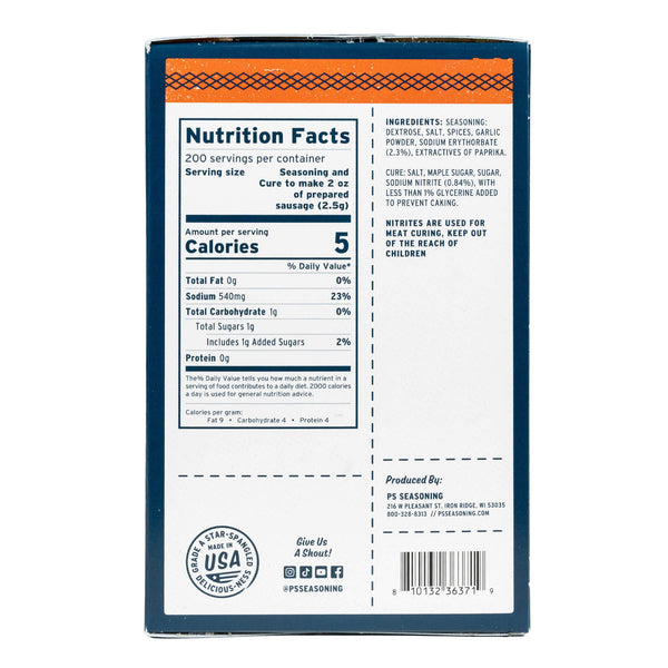 The nutrition facts panel of the pepperoni snack stick kit