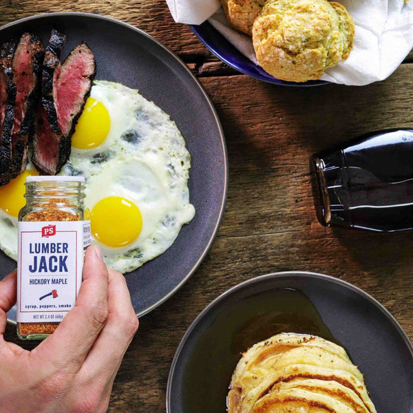 Using Lumberjack - Hickory Maple to add flavor to steak and eggs.